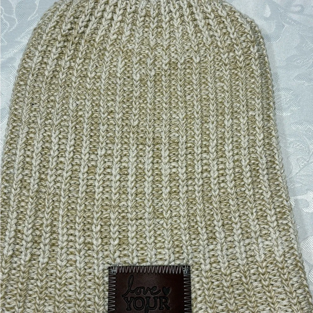 Love Your Melon Tan Knit Beanie Uncuffed Hat Slouchy Slouch MADE IN USA